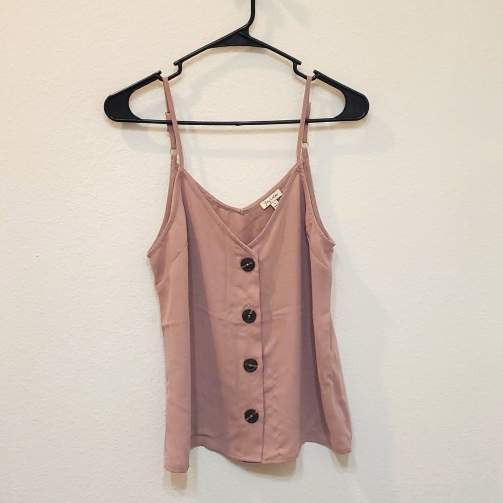 Button up spaghetti strap tank top